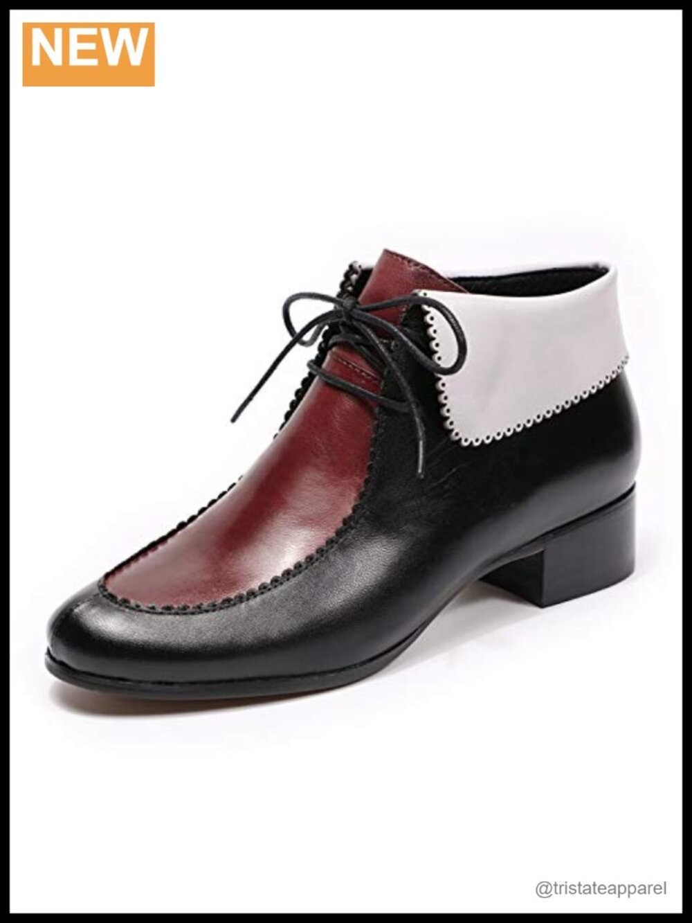 Leather Lace Up Ankle Boots Handmade Low Heel Booties Women's